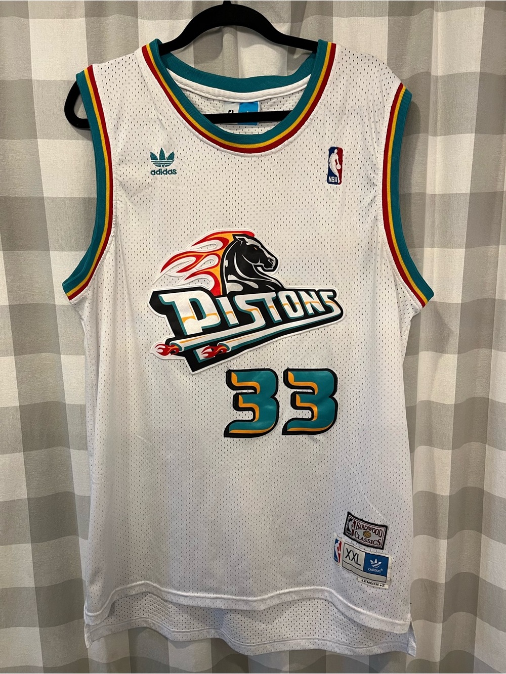 adidas White Hardwood Classics NBA Patch Jersey Detail